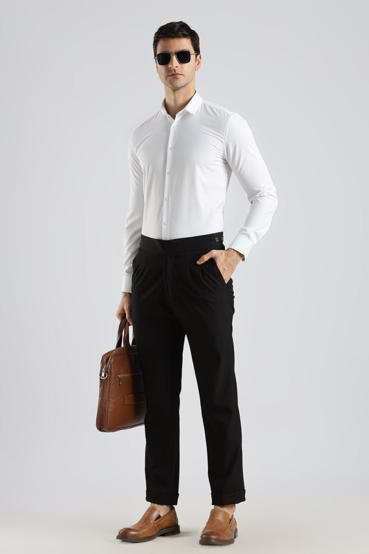 Plain White Melange Wrinkle Free Shirt