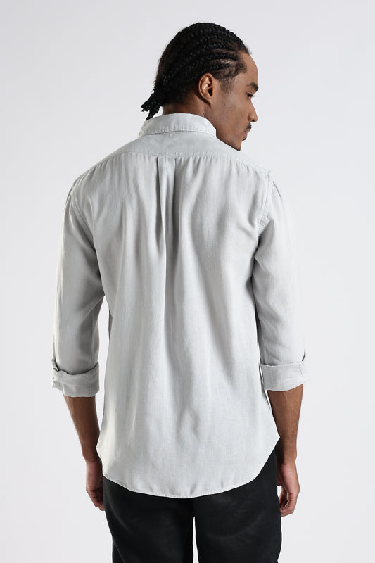 Regular Fit Light Grey Pure Linen Shirt