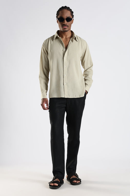 Regular Fit Light Beige Pure Linen Shirt