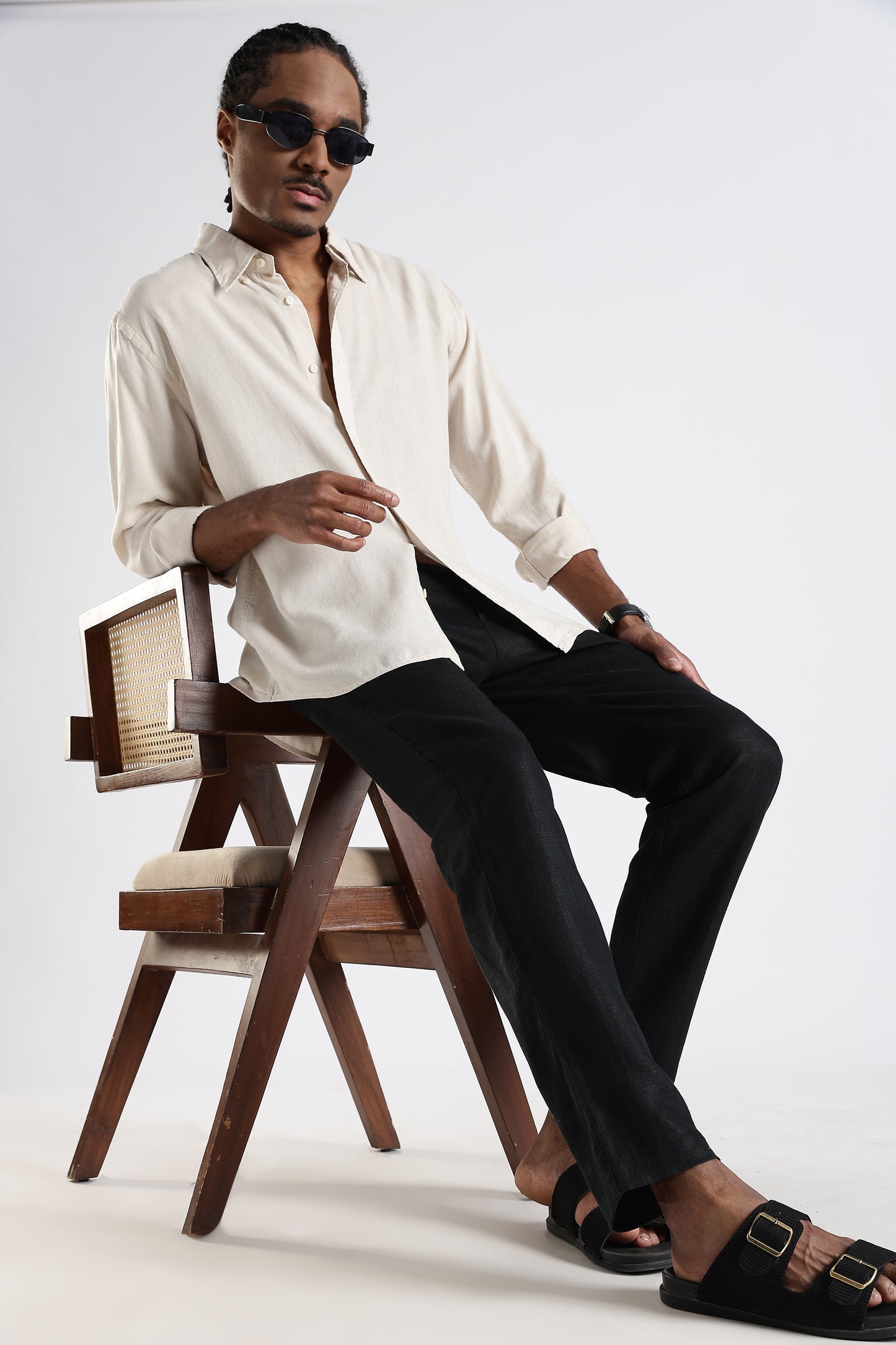 Regular Fit Pure Beige Linen Shirt
