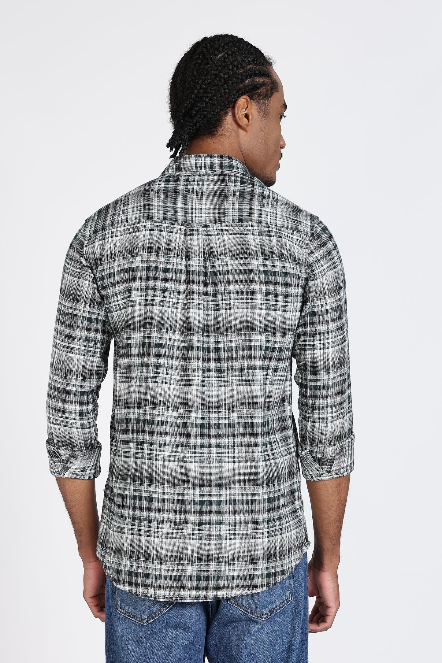 Regular Fit Grey Tartan Checked Casual Shirt