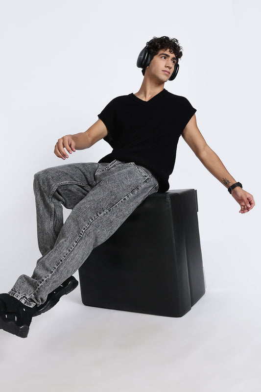 Mom Fit Retro Grey Shade Denim Jeans