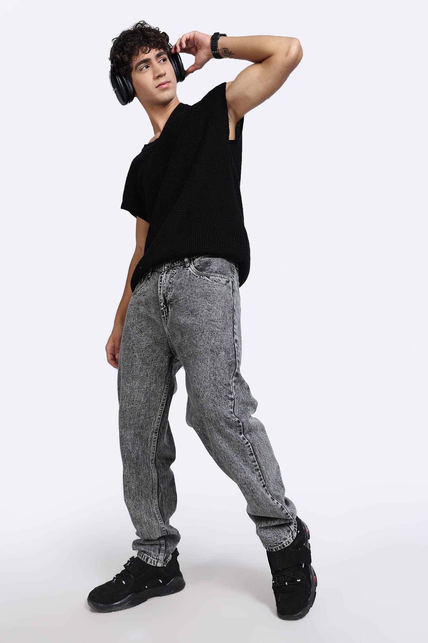 Mom Fit Retro Grey Shade Denim Jeans