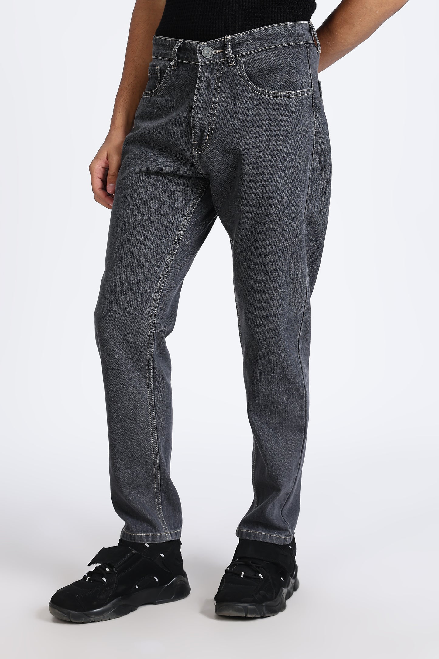 Mom Fit Denim Jeans Charcoal Grey