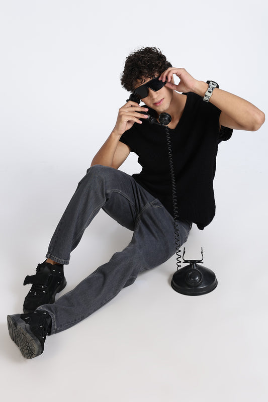 Mom Fit Denim Jeans Charcoal Grey