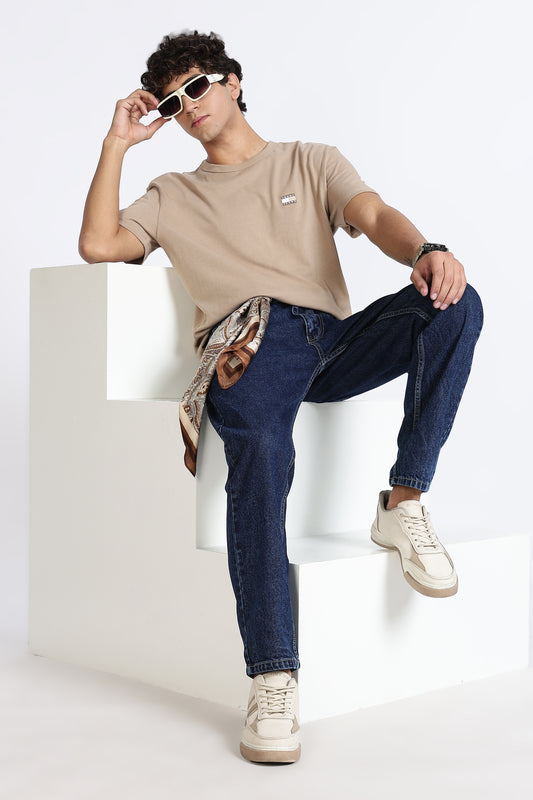 Mom Fit Dark Blue Shade Denim Jeans