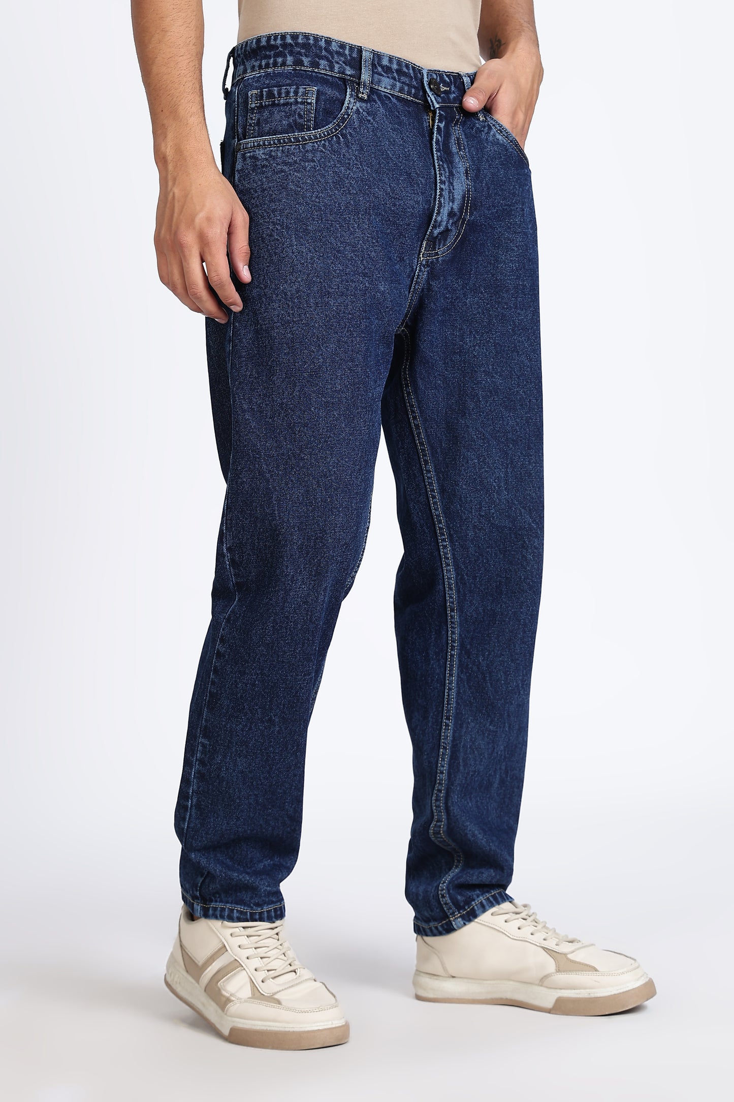 Mom Fit Dark Blue Shade Denim Jeans