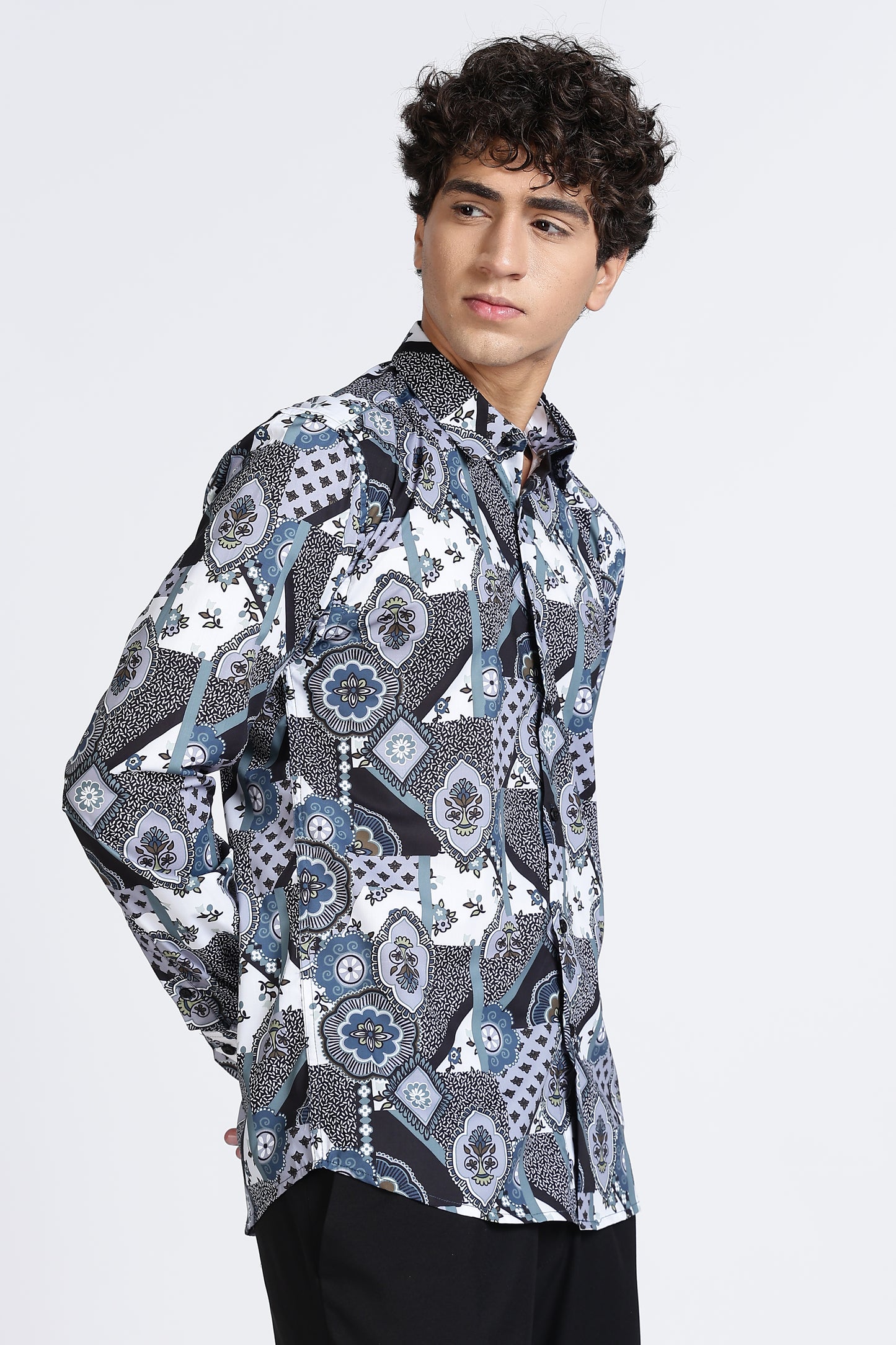 Geometric Printed Melange Shirt