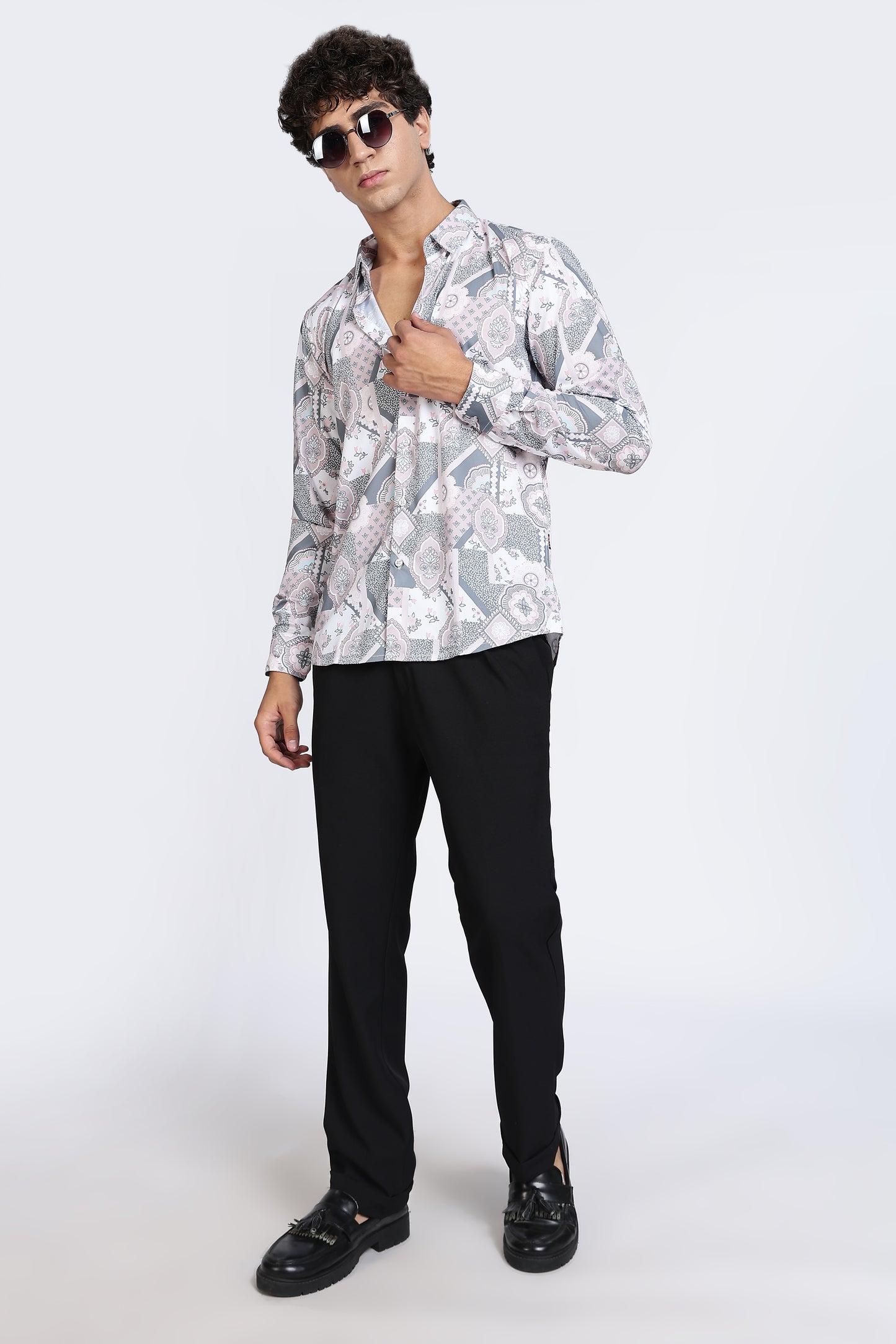 Abstract Printed Melange Shirt