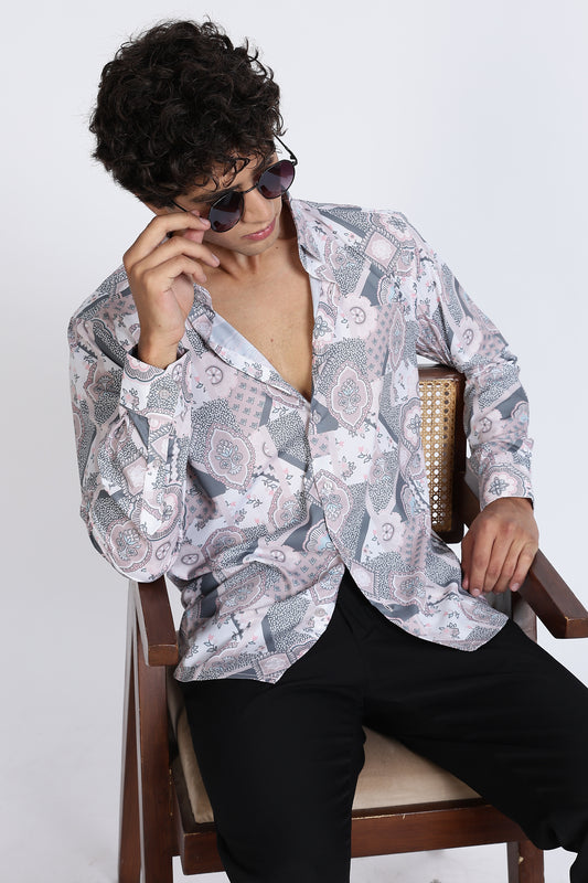 Abstract Printed Melange Shirt