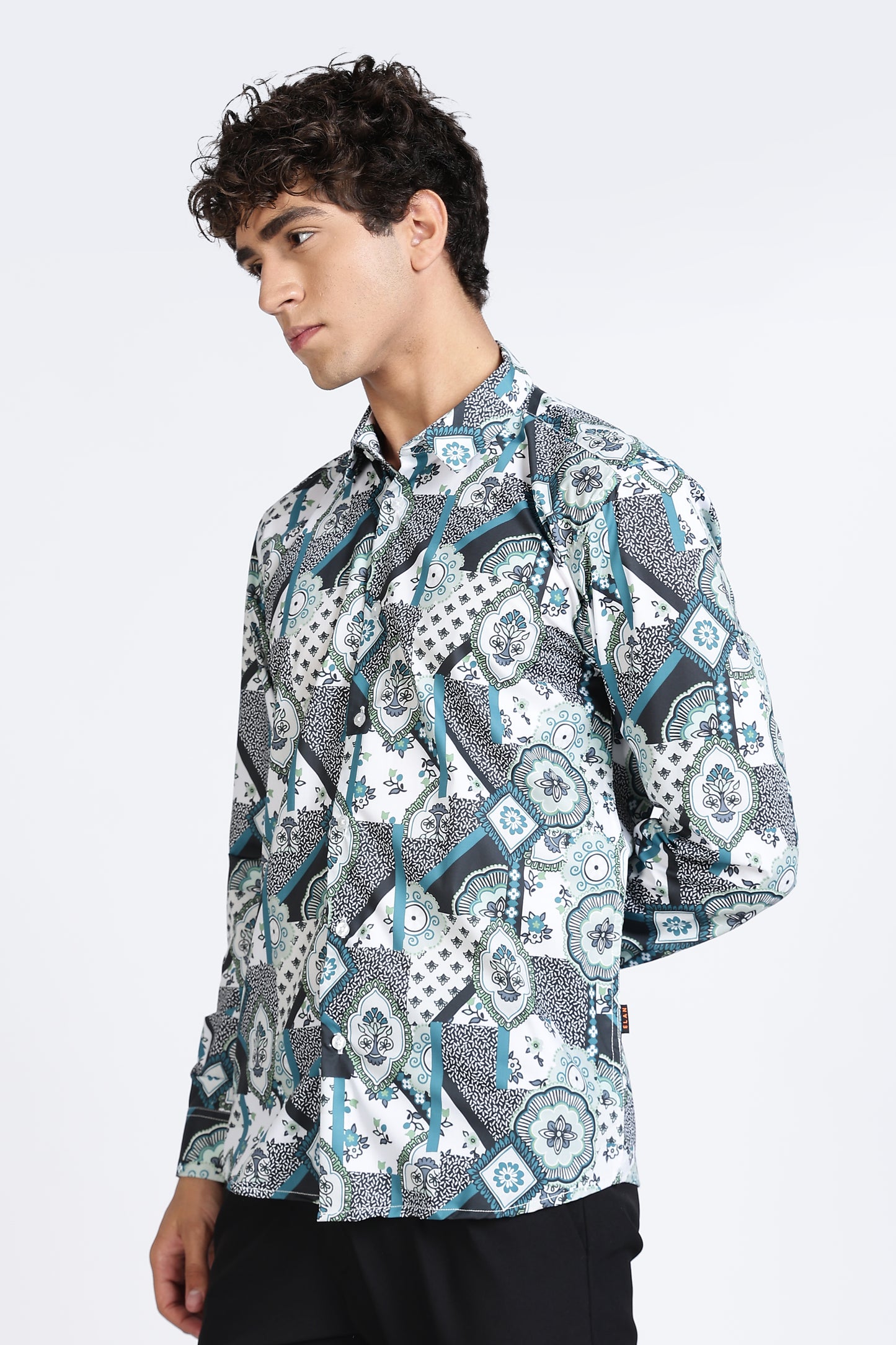 Abstract Printed Melange Shirt