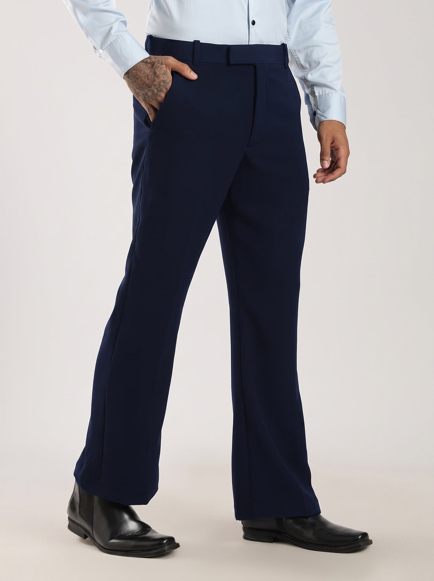 Navy Blue Signature Armani-Finish Bootcut Trousers