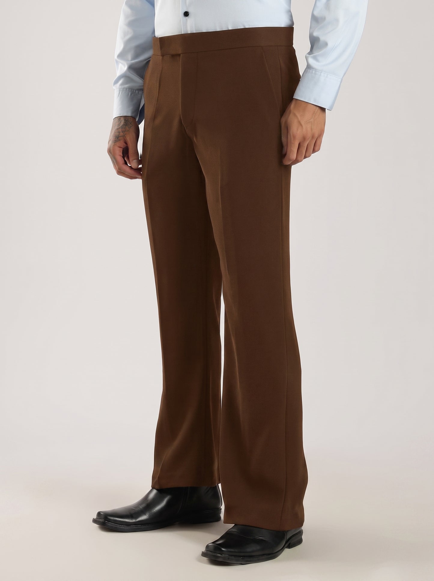 Brown Signature Armani-Finish Bootcut Trousers