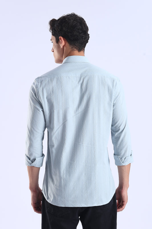 Regular Fit Light Blue Textured Casual Shirt