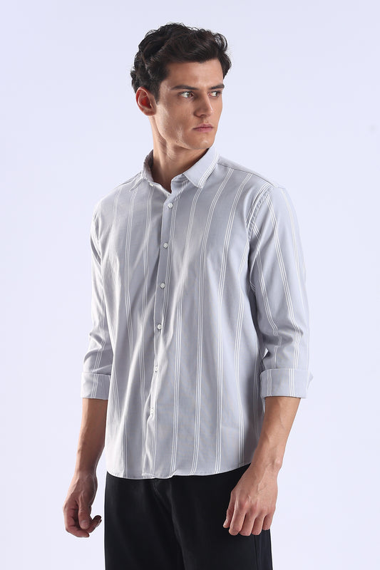 Regular Fit Light Blue Vertical Stripe Shirt