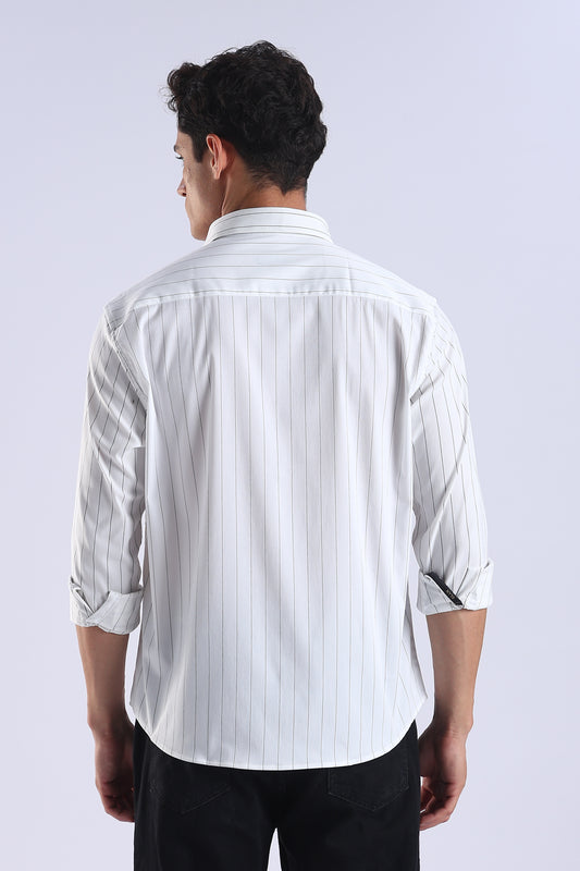 Slim Fit White Button Down Stripe Shirt