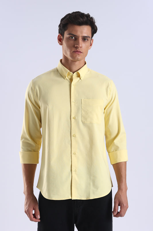 Regular Fit Yellow Elbow Patch Shirt