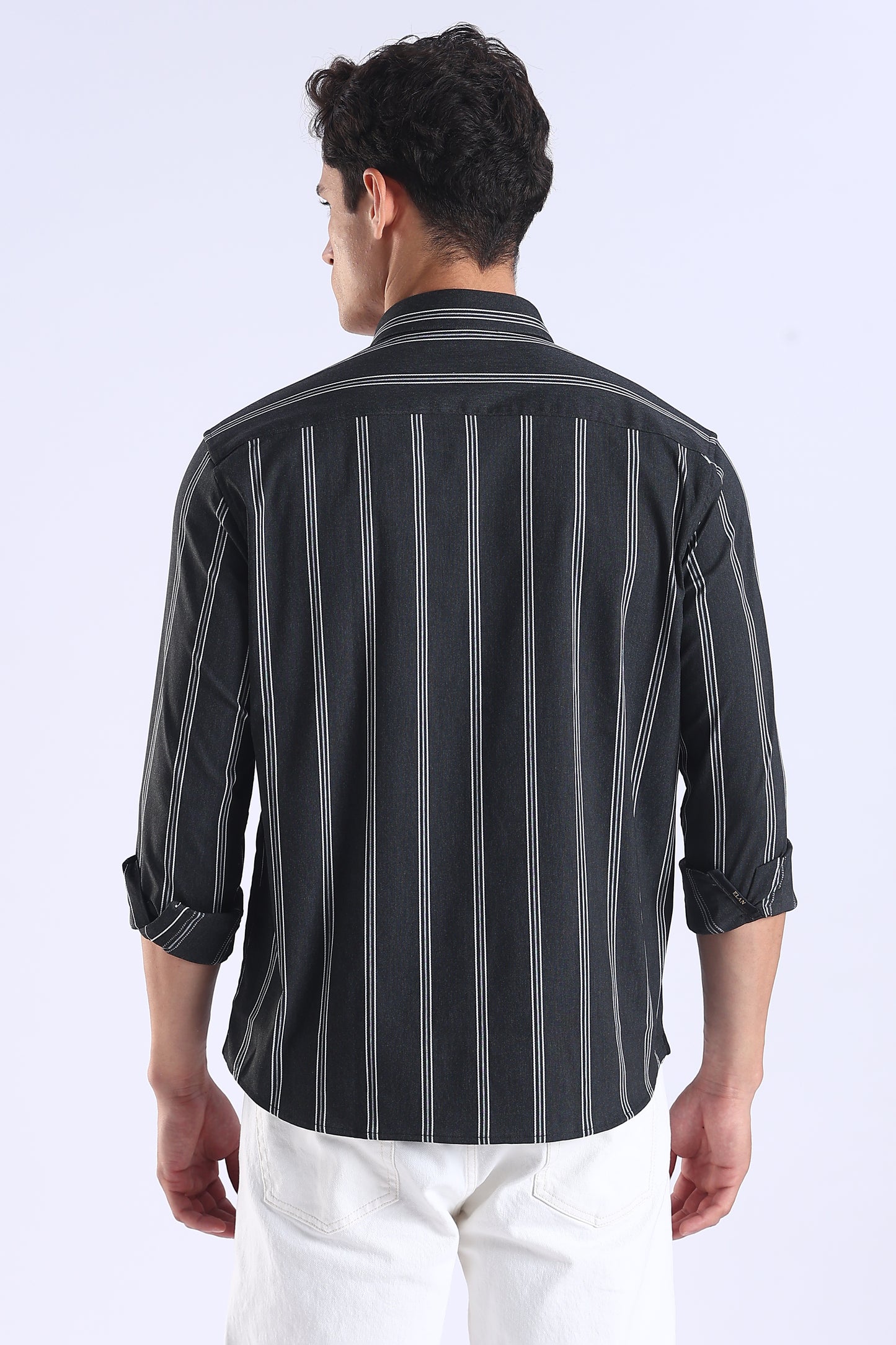 Regular Fit Black Vertical Stripe Shirt