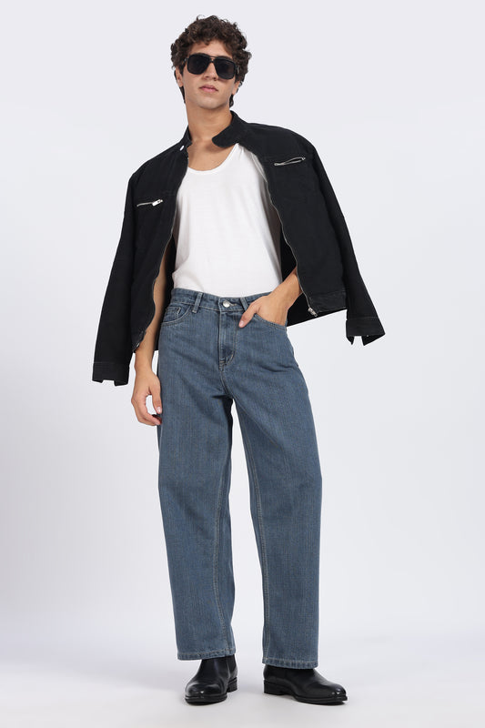 Mid Blue Loose Fit Denim Jeans