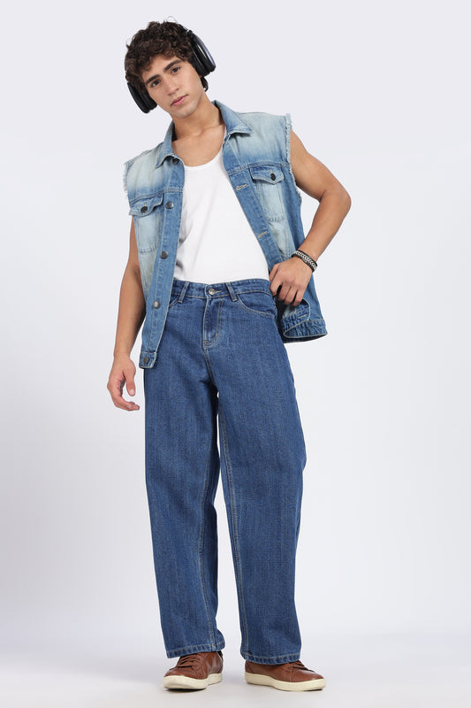 Dark Blue Loose Fit Denim Jeans