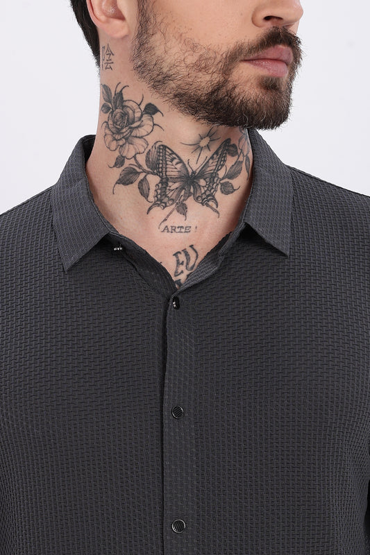 Charcoal Stitchless Imported Fabric Regular Fit Shirt