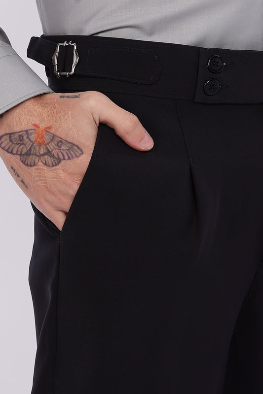 Regular Fit Carbon Black Armani Gurkha Pants
