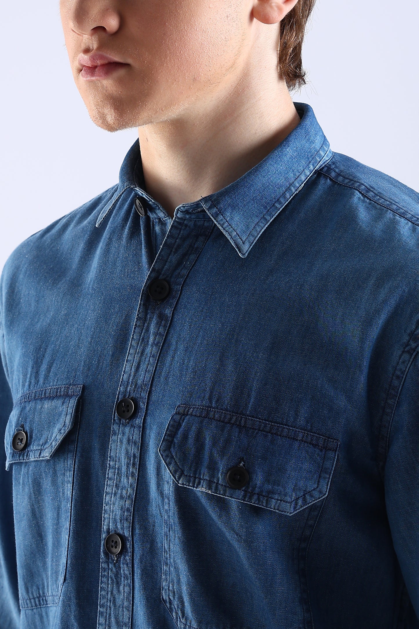 Regular Fit Dark Blue Denim Shirt
