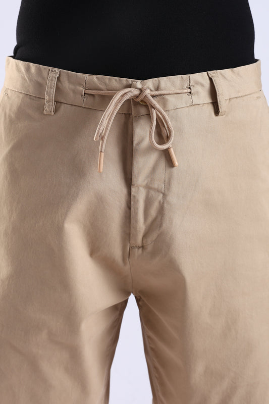 Slim Fit Cotton Beige Shorts