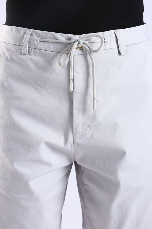 Slim Fit Cotton Light Grey Shorts