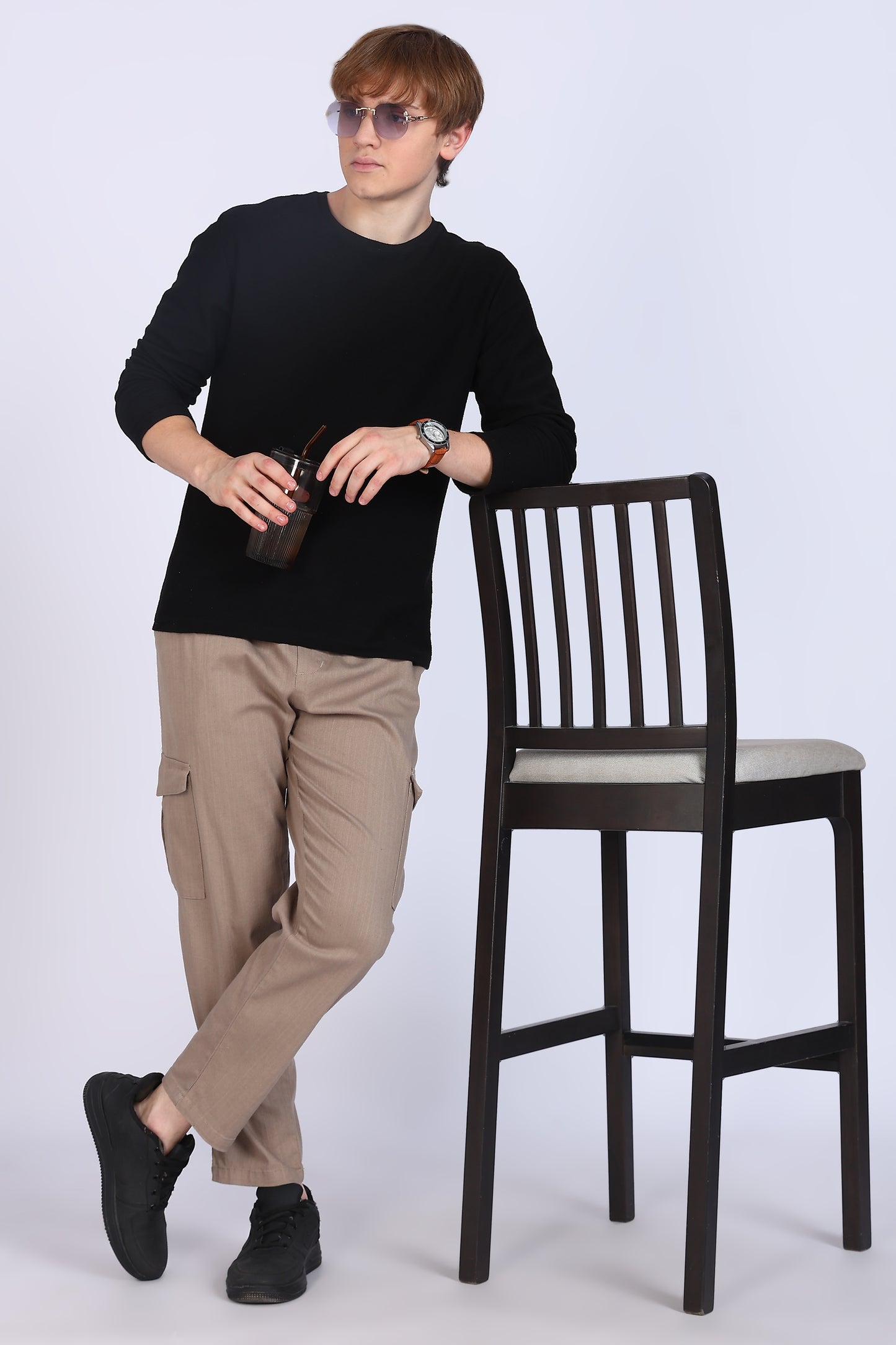 Slim Fit Six Pocket Ash Brown Cargos