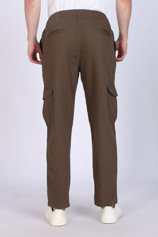 Slim Fit Six Pocket Brown Cargos
