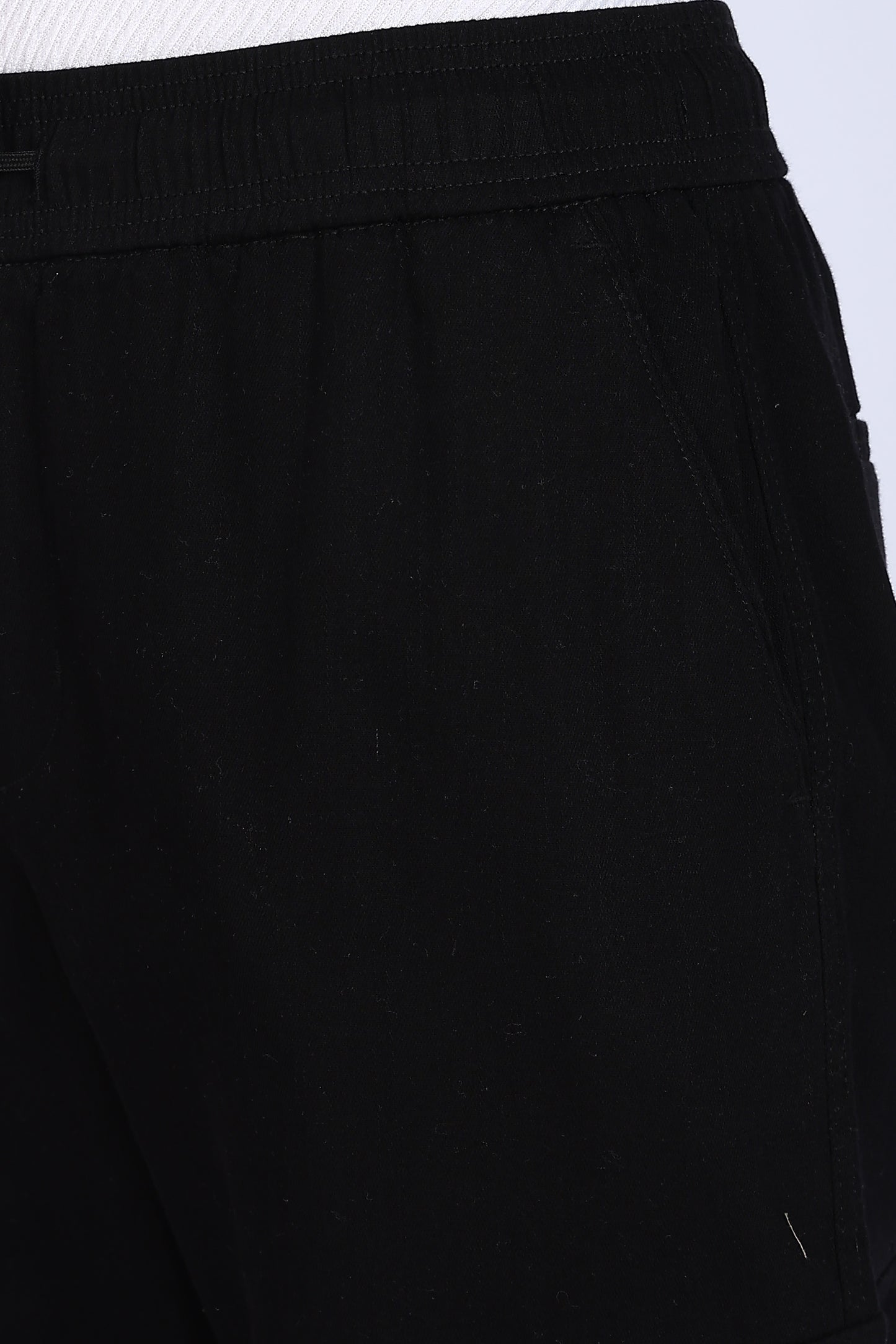 Slim Fit Six Pocket Black Cargos