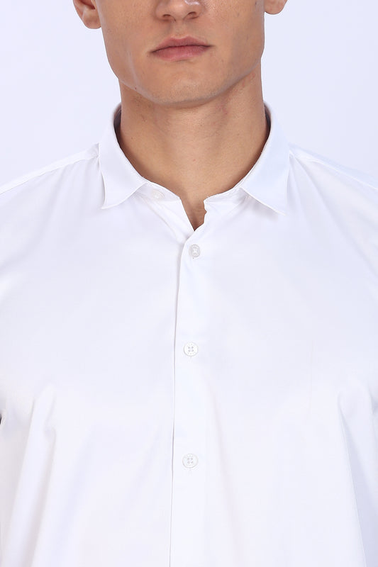 Regular Fit White Satin Shirt