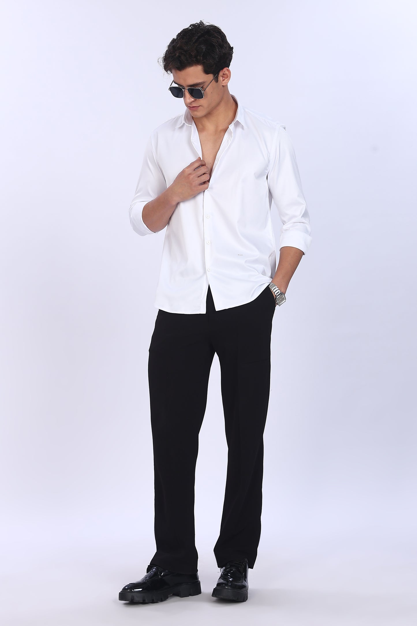 Regular Fit White Satin Shirt