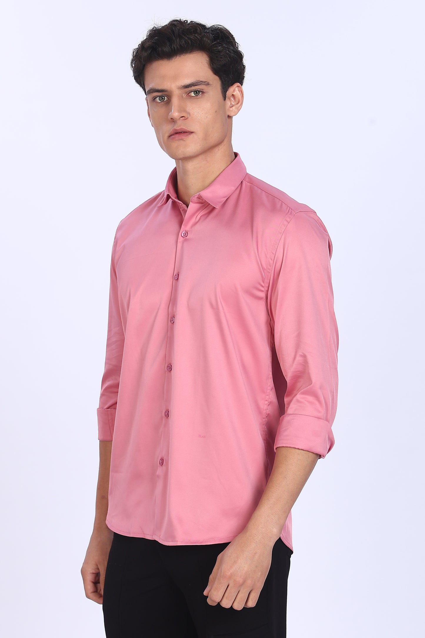 Regular Fit Pink Satin Shirt