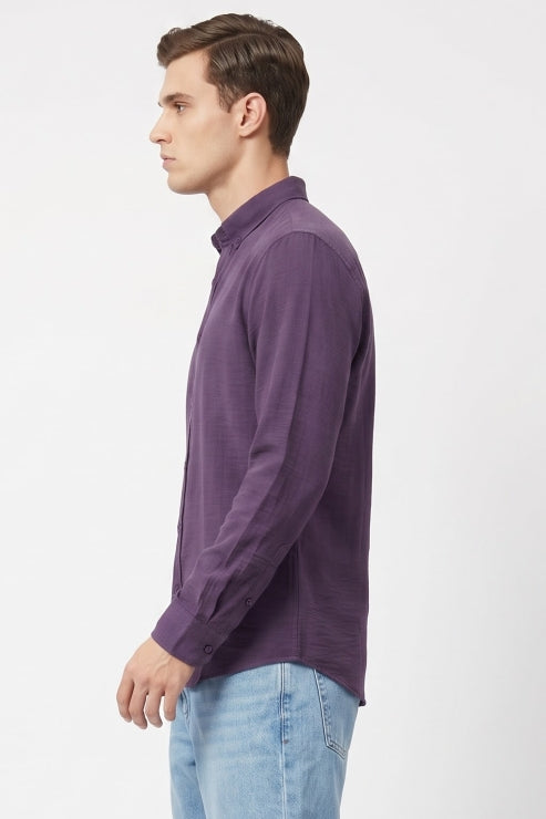 Purple Waffle Regular Fit Shirt