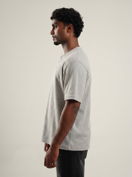 Henley Grey Half sleeve loose comfort fit Tee
