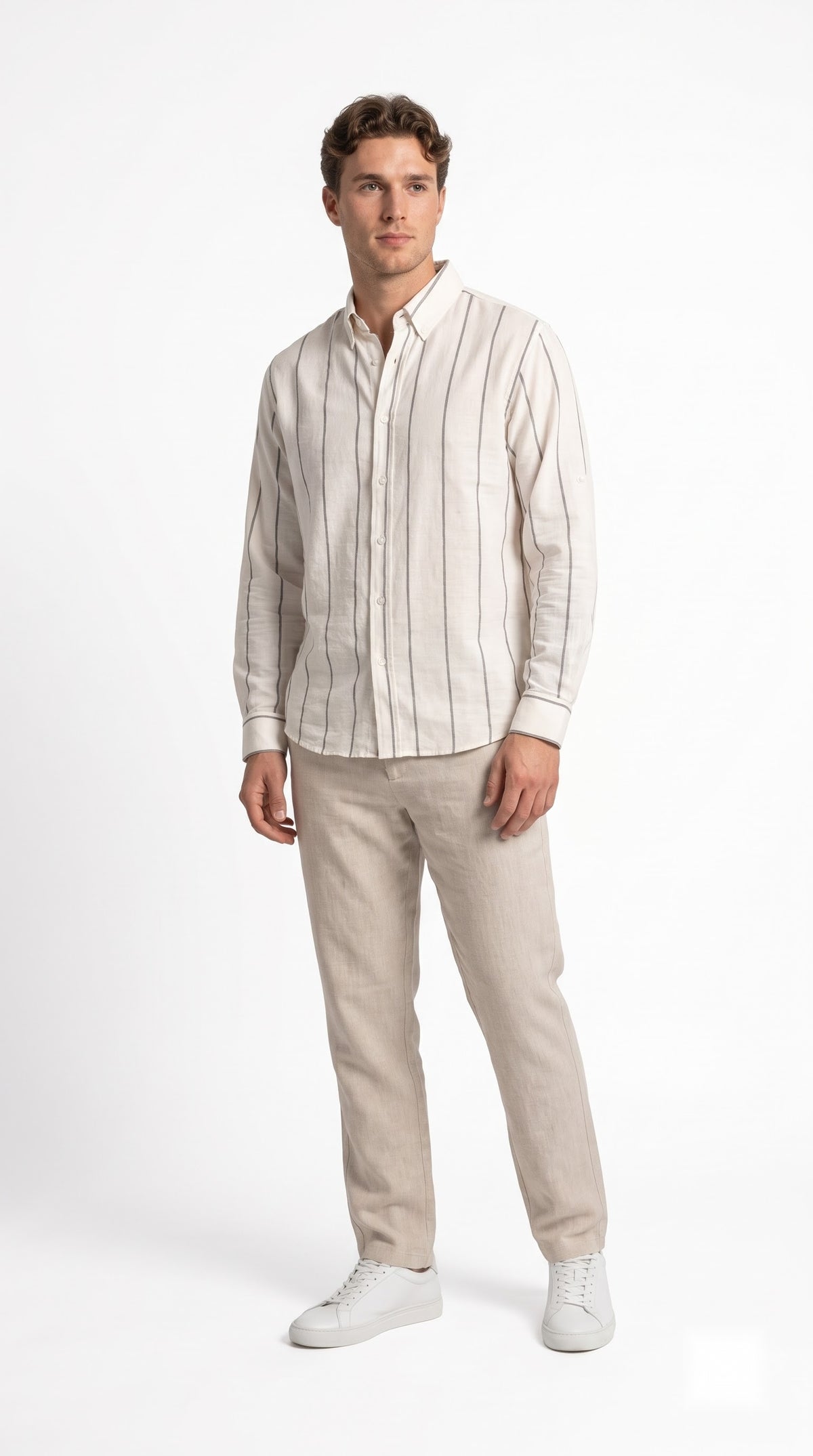 Vertical Stripe Regular Fit Shirt - Ivory