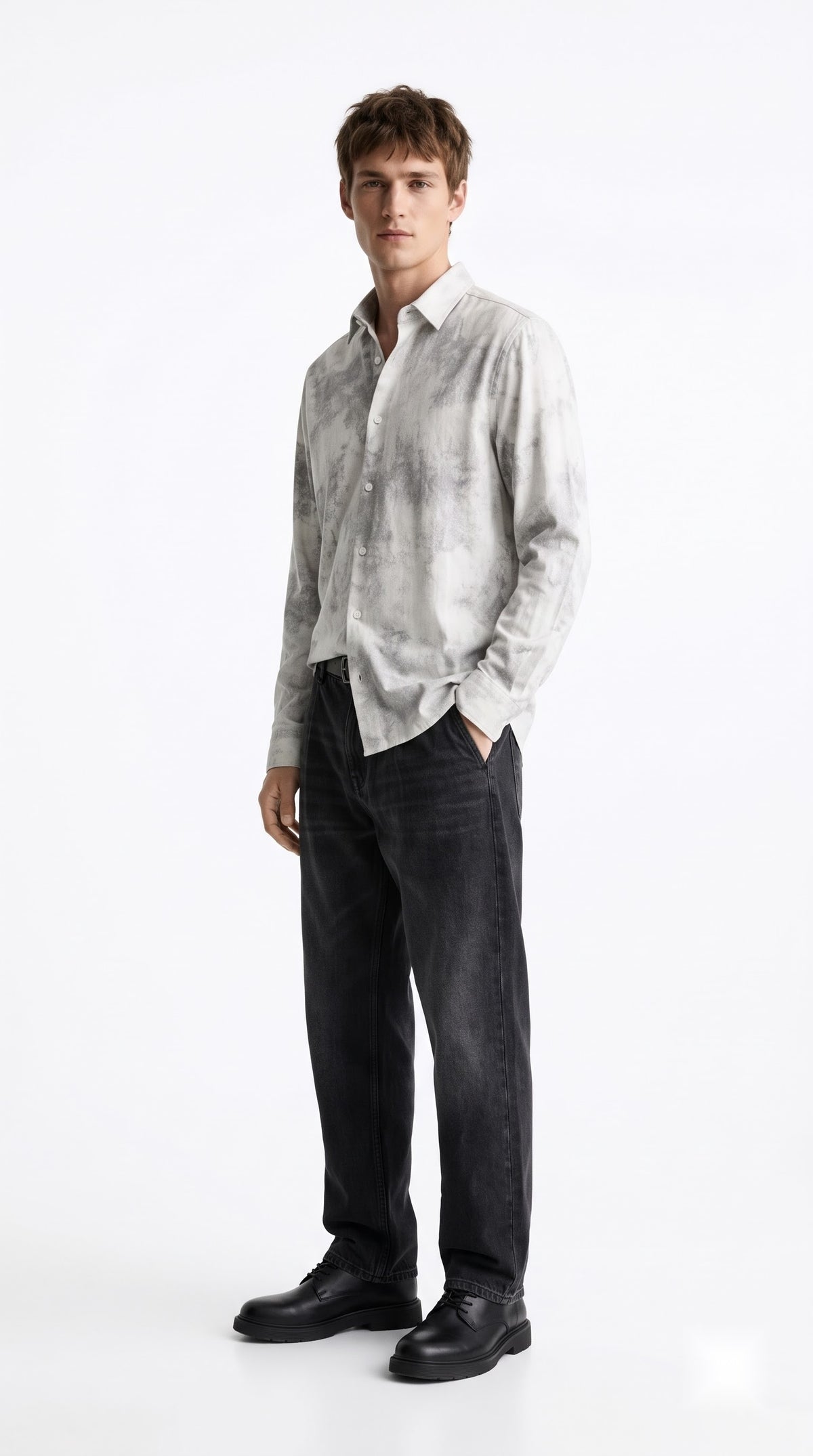 Grey Distressed Texture Shirt