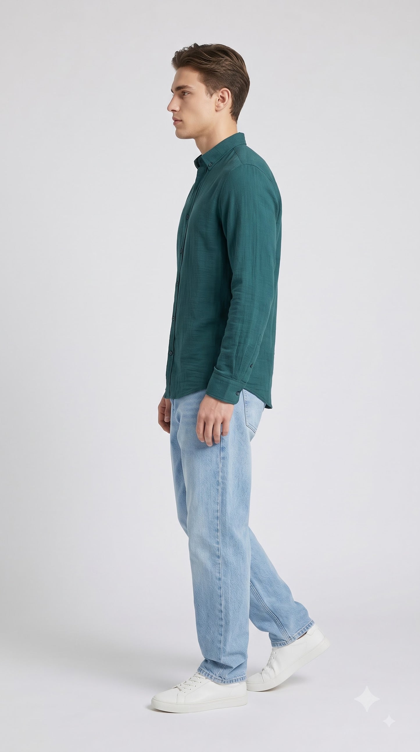 Teal Waffle Regular Fit Shirt