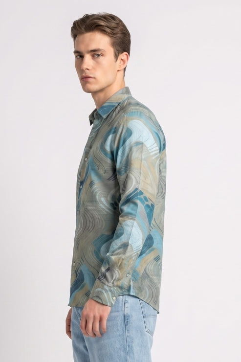 Abstract Printed Regular Fit Shirt