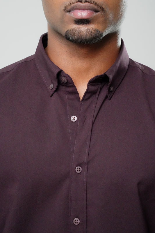 Burgundy Poly Lycra Regular Fit Shirt