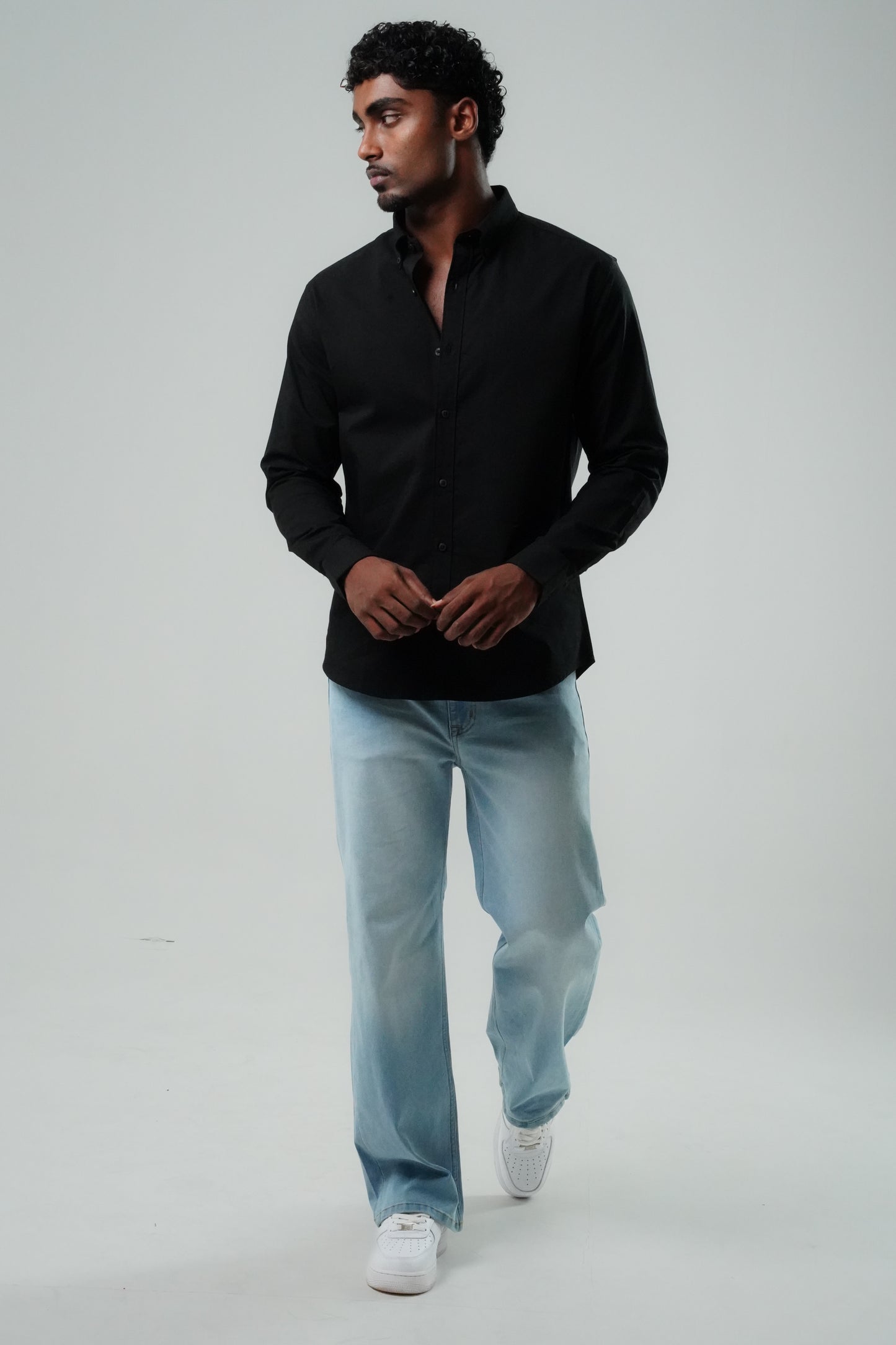 Black Poly Lycra Regular Fit Shirt