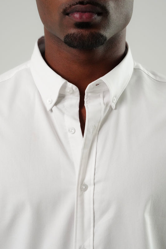 White Poly Lycra Regular Fit Shirt