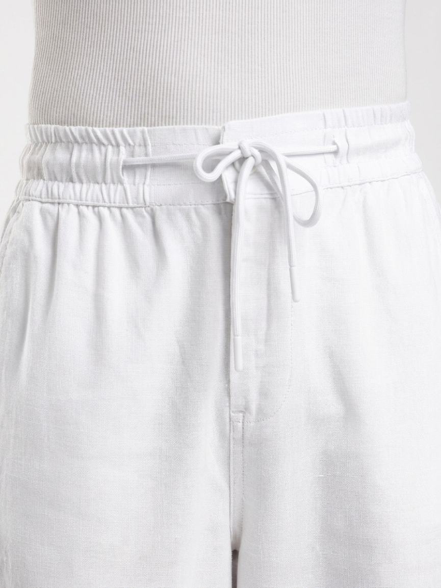 Linen White Straight Fit Pants