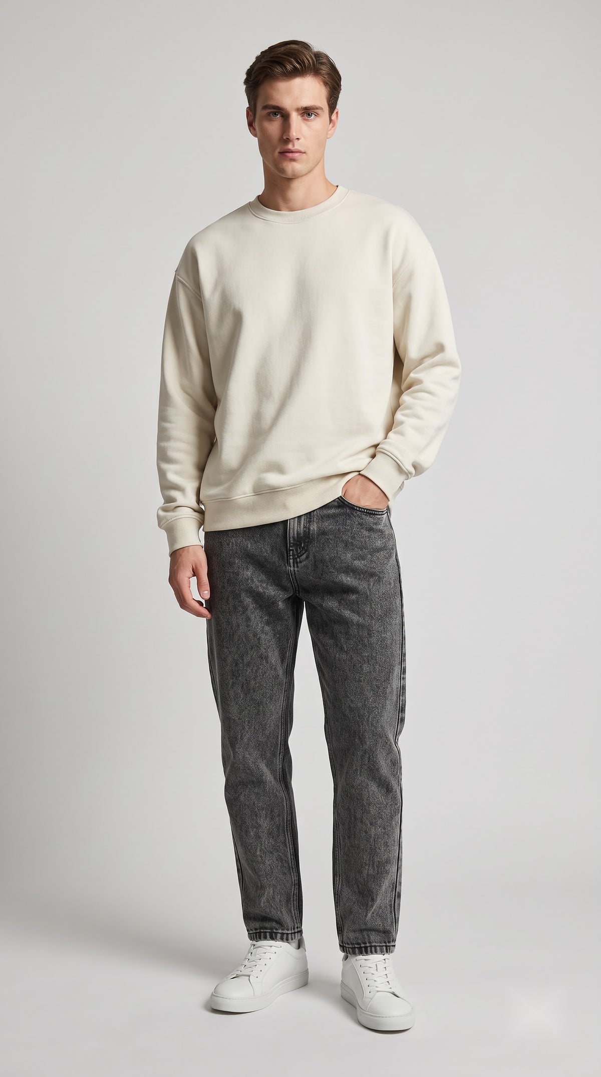 Black Scratched Wash Mom Fit Jean