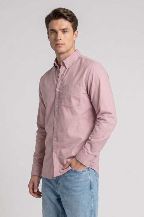 Pink Poly Lycra Regular Fit Shirt