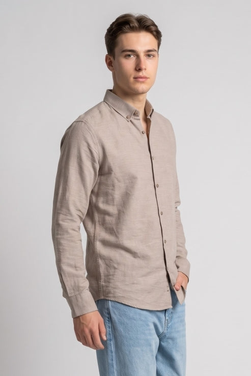 Grey Waffle Regular Fit Shirt