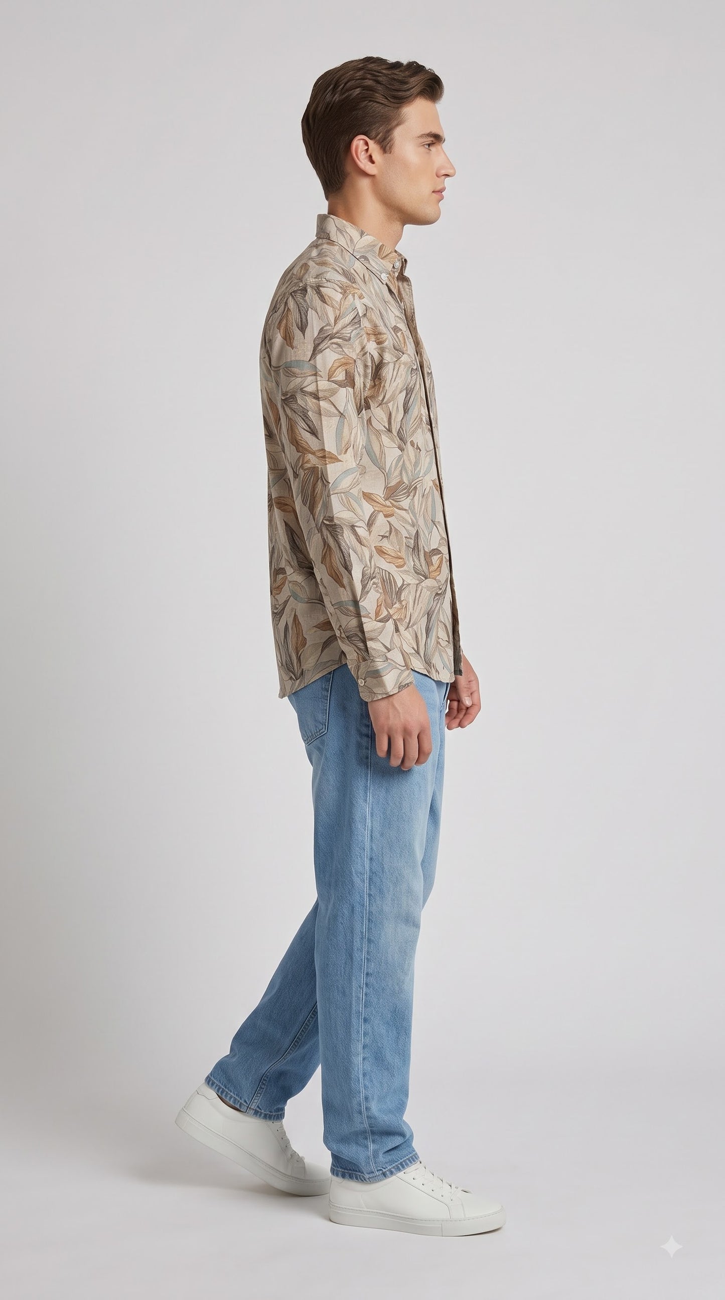 Creative Leaf Print Regular Fit Shirt