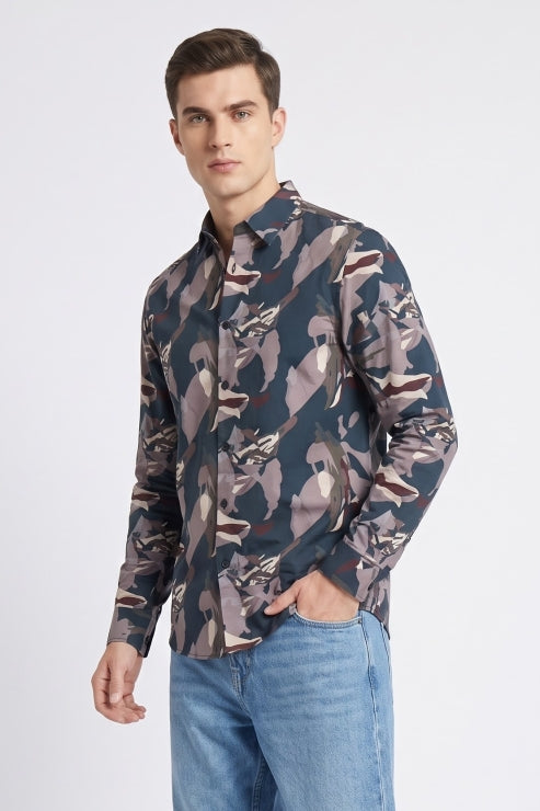 Camouflage Printed Regular Fit Shirt